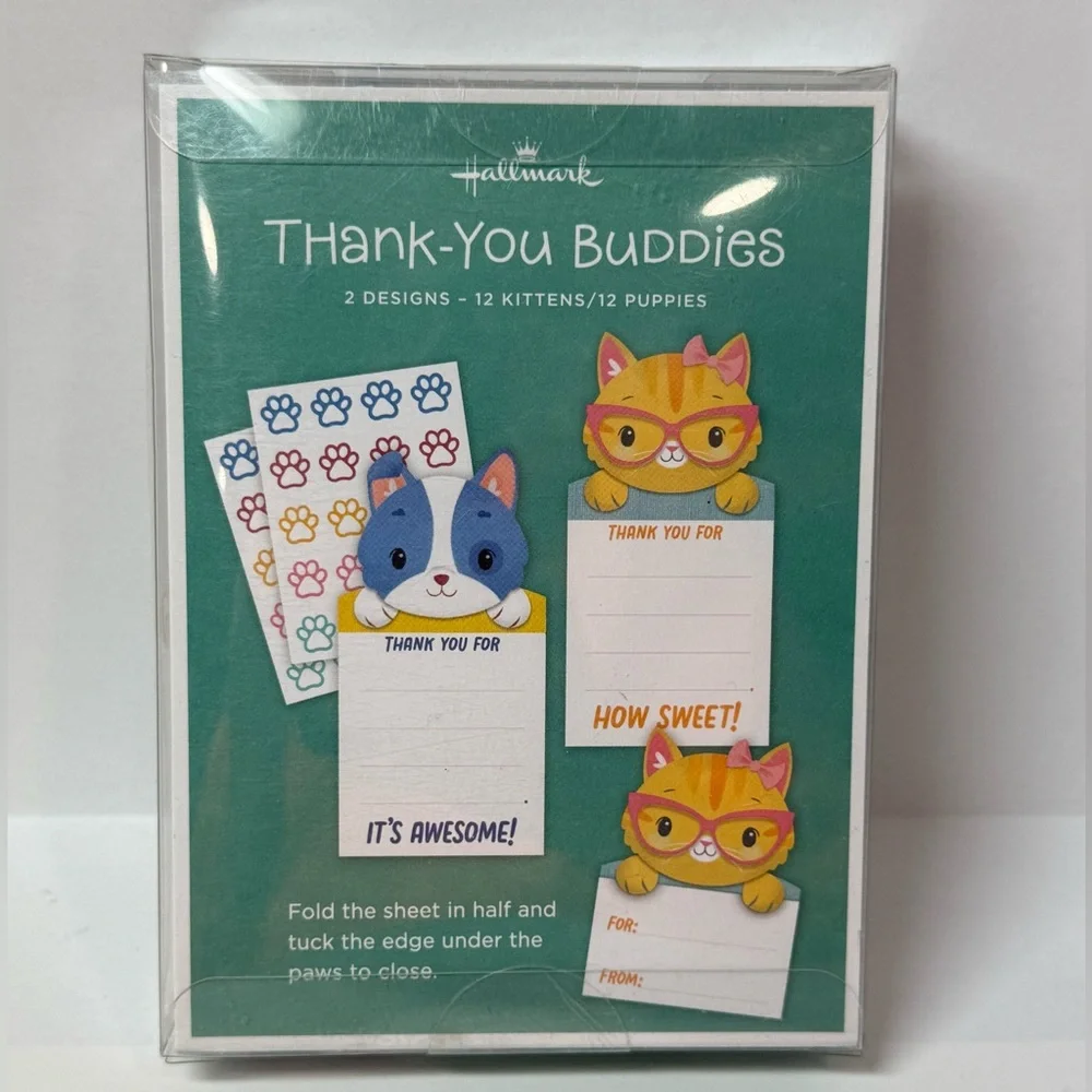Hallmark Thank-You Buddies Kids Notes & Stickers Set NEW With Tags